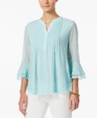 Charter Club Pleated Tiered-sleeve Top, Only At Macy's