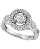 Diamond Halo Ring (1-1/7 Ct. T.w.) In 14k White Gold