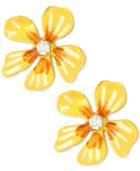 Betsey Johnson Gold-tone Yellow Flower Stud Earrings