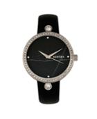 Bertha Quartz Frances Collection Silver And Black Leather Watch 37mm
