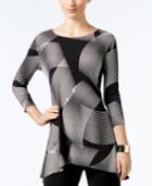 Alfani Petite Printed Handkerchief-hem Top, Only At Macy's