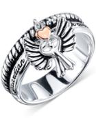 Unwritten Sterling Silver Two-tone Angel Charm Ring