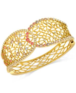 Swarovski Gold-tone Crystal Studded Filigree Bangle Bracelet