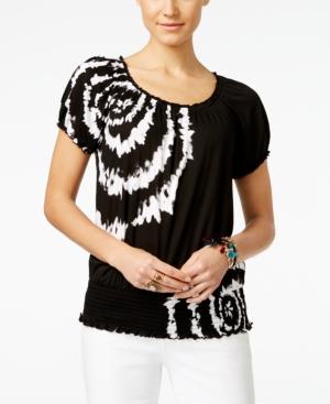 Inc International Concepts Short-sleeve Tie-dyed Peasant Top, Only At Macy's