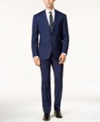 Vince Camuto Men's Slim-fit Blue & Burgundy Tonal Windowpane Suit