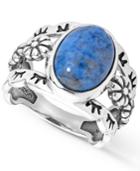 American West Three Row Denim Lapis Ring In Sterling Silver