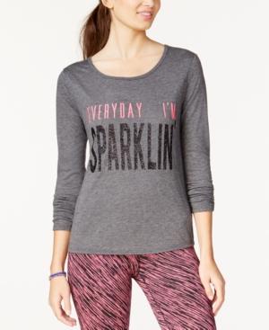 Material Girl Juniors' Long-sleeve Graphic Top, Only At Macy's