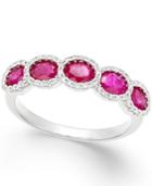 Ruby (1-3/8 Ct. T.w.) And Diamond (1/5 Ct. T.w.) Ring In 14k White Gold
