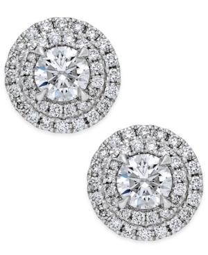 Diamond Double Halo Stud Earrings (1 Ct. T.w.) In 14k White Gold