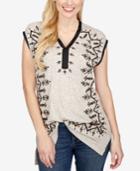 Lucky Brand Beaded Embroidered Top