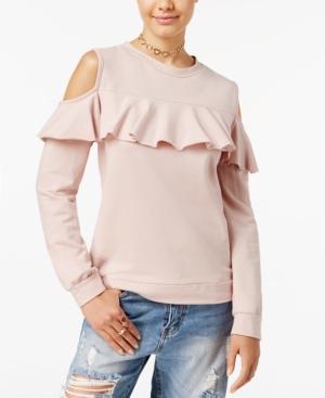 Polly & Esther Juniors' Cold-shoulder Ruffle Sweatshirt