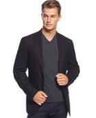 Dkny Black Burgundy Slim-fit Knit Sportcoat