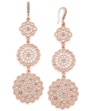 I.n.c. Rose Gold-tone Filigree Triple Drop Earrings, Created For Macy's