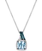Le Vian Aquamarine (1-1/4 Ct. T.w.) And Diamond (1/5 Ct. T.w.) Pendant Necklace In 14k White Gold