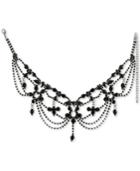 Say Yes To The Prom Hematite-tone Jet Stone Statement Choker Necklace