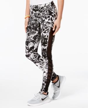 Material Girl Active Juniors' Mesh Graffiti Leggings, Created For Macy's