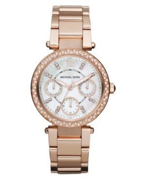 Michael Kors Women's Chronograph Mini Parker Rose Gold-tone Stainless Steel Bracelet Watch 33mm Mk5616
