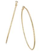 Thalia Sodi Gold-tone Large Textured Skinny Hoop Earrings, Only At Macy's