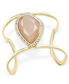 Inc International Concepts Gold-tone Brown Stone And Crystal Open Cuff Bracelet, Only At Macy's