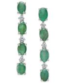Emerald (4 Ct. T.w.) & White Sapphire (1/5 Ct. T.w.) Drop Earrings In Sterling Silver
