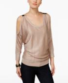 Inc International Concepts Metallic Cold-shoulder Sweater, Only At Macy's