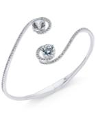 Danori Silver-tone Asymmetrical Crystal Flow Cuff Bracelet