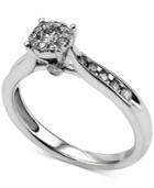 Diamond Cluster Engagement Ring (3/8 Ct. T.w.) In 14k White Gold