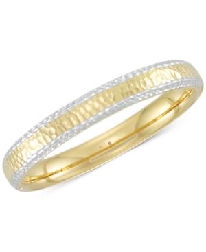 Signature Gold Two-tone Textured Bangle Bracelet In 14k Gold & White Gold Over Resin