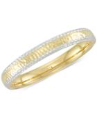 Signature Gold Two-tone Textured Bangle Bracelet In 14k Gold & White Gold Over Resin