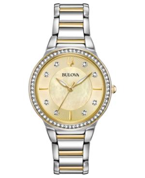 Bulova Women's Crystal Two-tone Stainless Steel Bracelet Watch 32mm, Created For Macy's