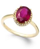 Ruby And White Sapphire Oval Ring In 10k Gold (2-1/4 Ct. T.w.), Created For Macy's
