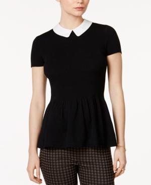 Maison Jules Collared Peplum Sweater, Created For Macy's