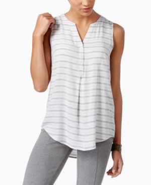 G.h. Bass & Co. Striped Button-neck Top