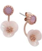 Lonna & Lilly Rose Gold-tone Flower And Stone Front And Back Earrings