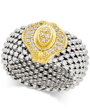 Diamond Two-tone Mesh Ring (1/5 Ct. T.w.) In Sterling Silver And 14k Gold-plated Sterling Silver