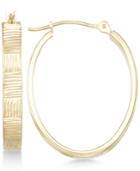 Rib Textured Hoop Earrings In 10k Gold