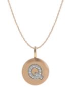 14k Rose Gold Necklace, Diamond Accent Letter Q Disk Pendant