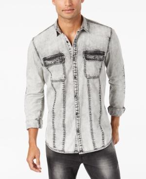 I.n.c. Men's Denim Moto Shirt, Created For Macy's