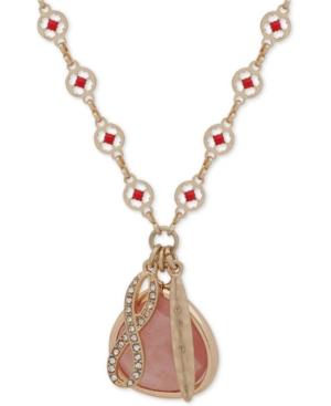 Lonna & Lilly Gold-tone Stone & Evil Eye Charm Pendant Necklace, 32 + 3 Extender