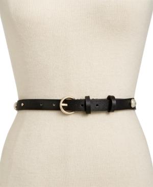 Kate Spade New York Imitation Pearl Stud Leather Belt