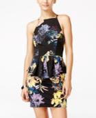 Material Girl Juniors' Floral-print Peplum Bodycon Dress, Only At Macy's