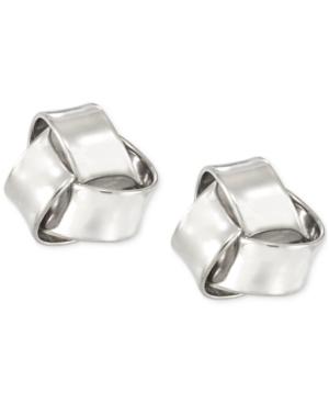 Love Knot Stud Earrings In 10k White Gold