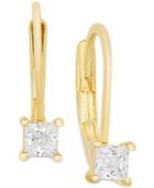 Children's Cubic Zirconia Lever Back Earrings In 18k Gold-plated Sterling Silver