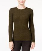 Hooked Up By It's Our Time Juniors' Marled Zip-back Rib-knit Sweater