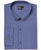 Bar Iii Slim-fit Navy White Tattersall Check Dress Shirt, Only At Macy's