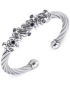 Charriol Women's Silver-tone Black Spinel Cable Bangle Bracelet