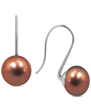 Honora Style Chocolate Cultured Freshwater Pearl Drop Earrings In Sterling Silver (10mm)