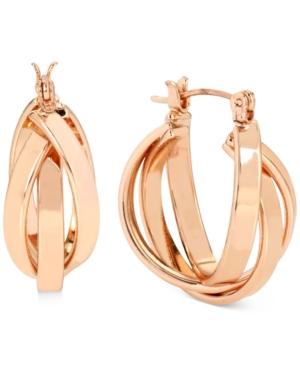 Hint Of Gold Triple Hoop Earrings In Rose Gold-plating
