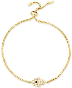 Giani Bernini Cubic Zirconia Adjustable Hamsa Bracelet In Sterling Silver Or 18k Gold, Only At Macy's