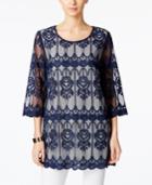 Alfani Prima Embroidered Illusion Tunic, Only At Macy's